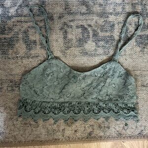 Full Tilt Sage Green Lace Bralette - Delicate Crochet Trim